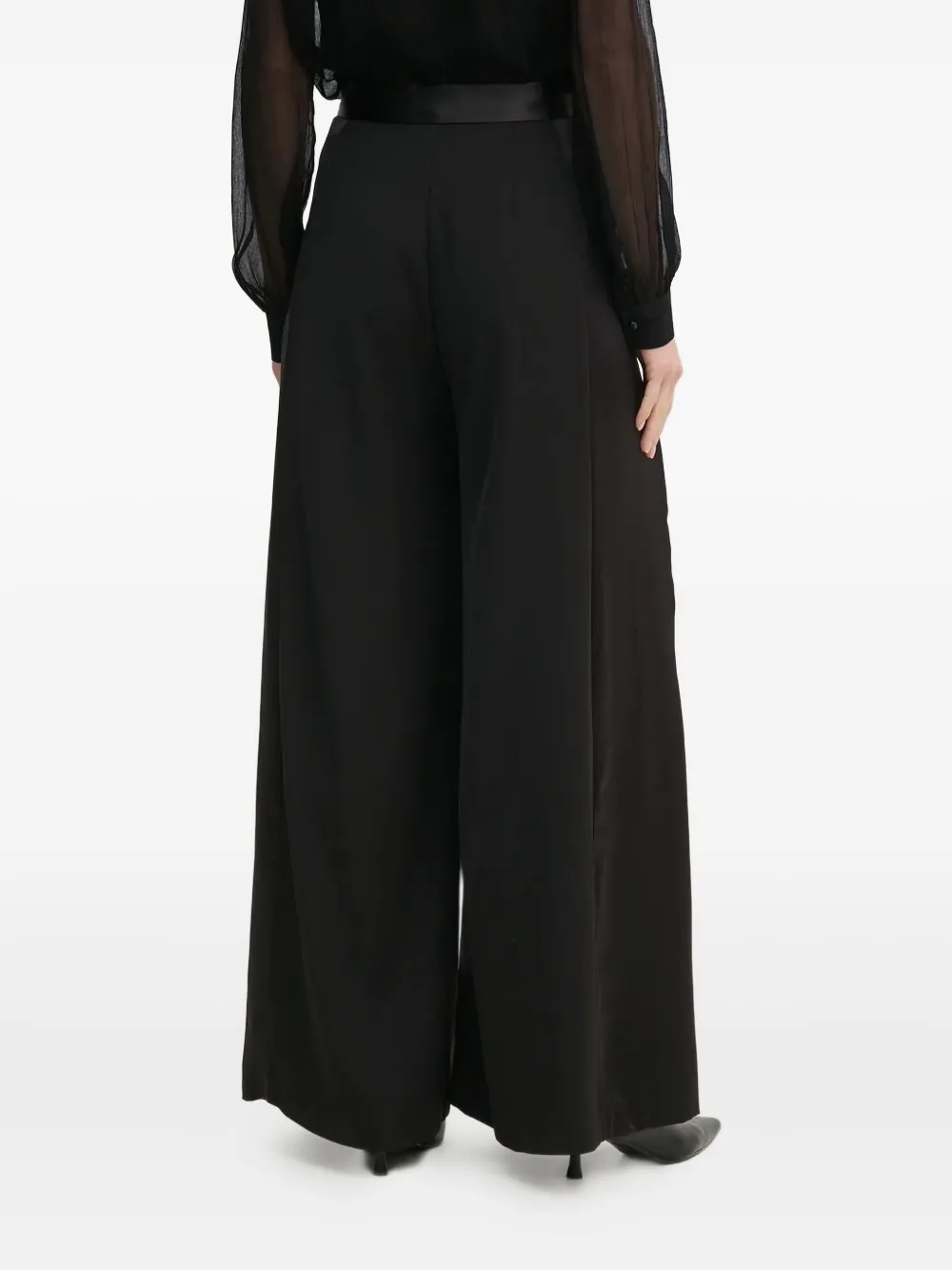 Pedro Del Hierro Satin-panelled Wide-leg Trousers In Black