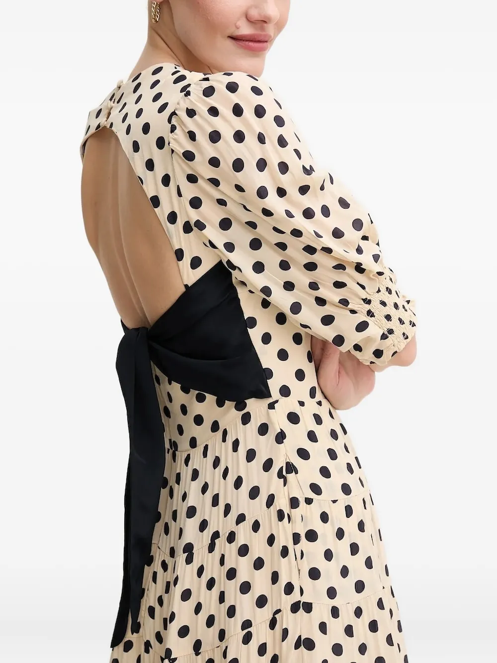 Pedro Del Hierro Jurk met pofmouwen Beige