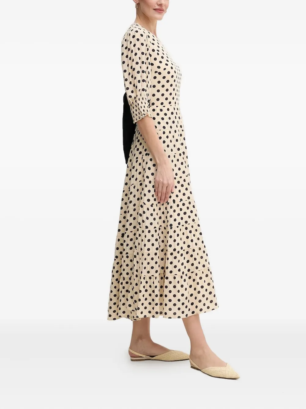 Pedro Del Hierro Jurk met pofmouwen - Beige