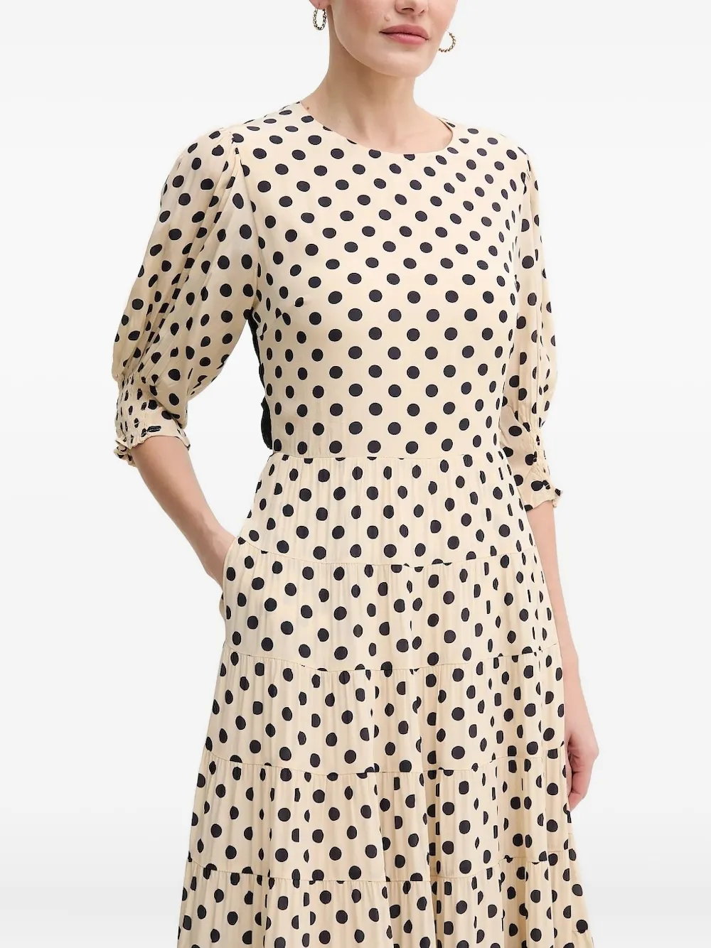 Pedro Del Hierro Jurk met pofmouwen Beige