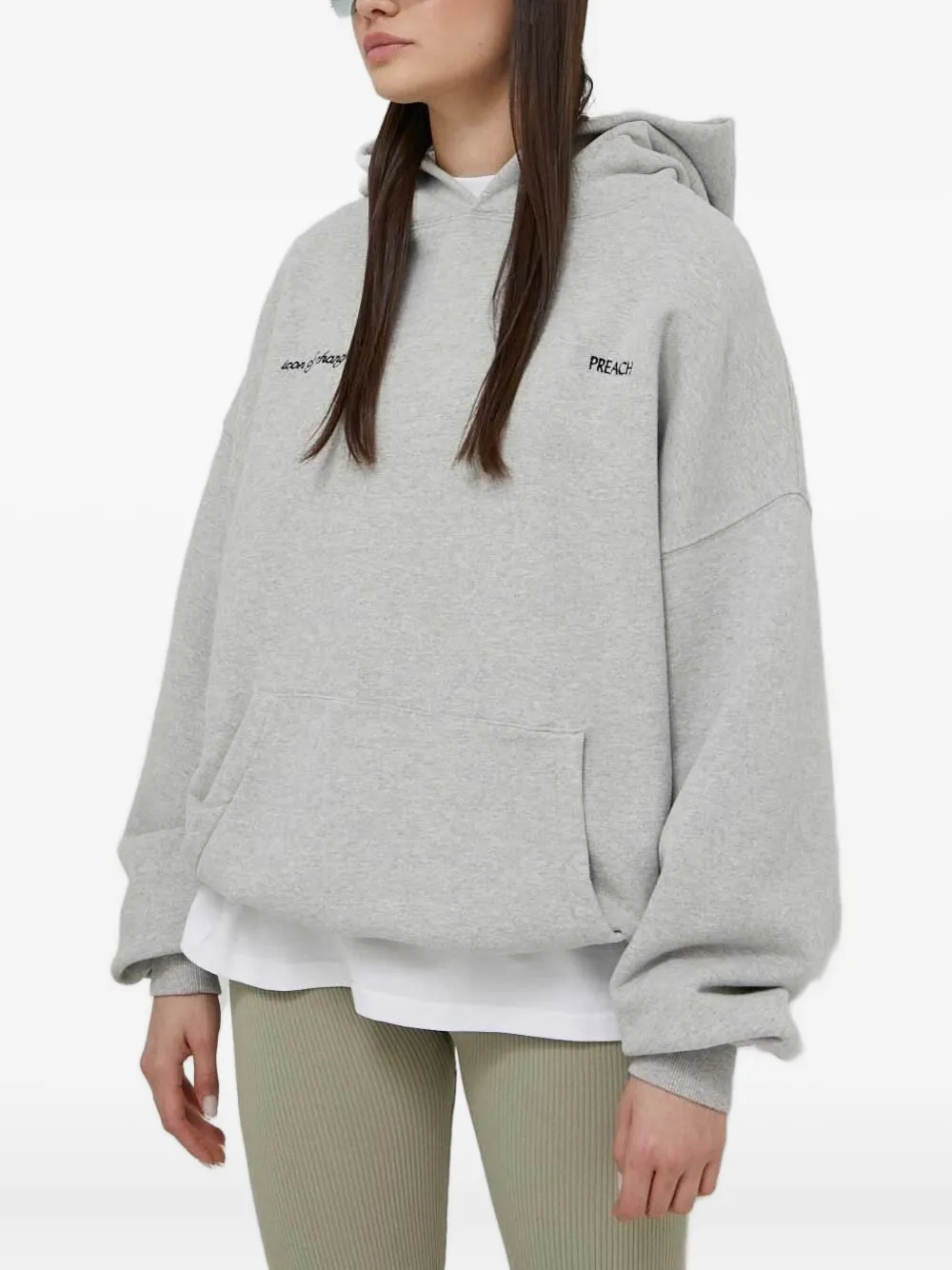 Preach Embroidered-logo Cotton Hoodie In Gray