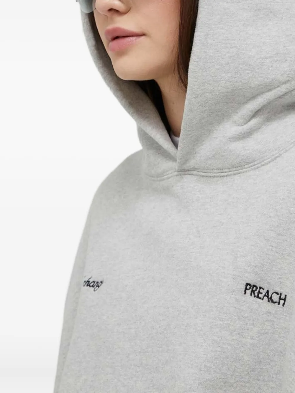 Preach Embroidered-logo Cotton Hoodie In Gray