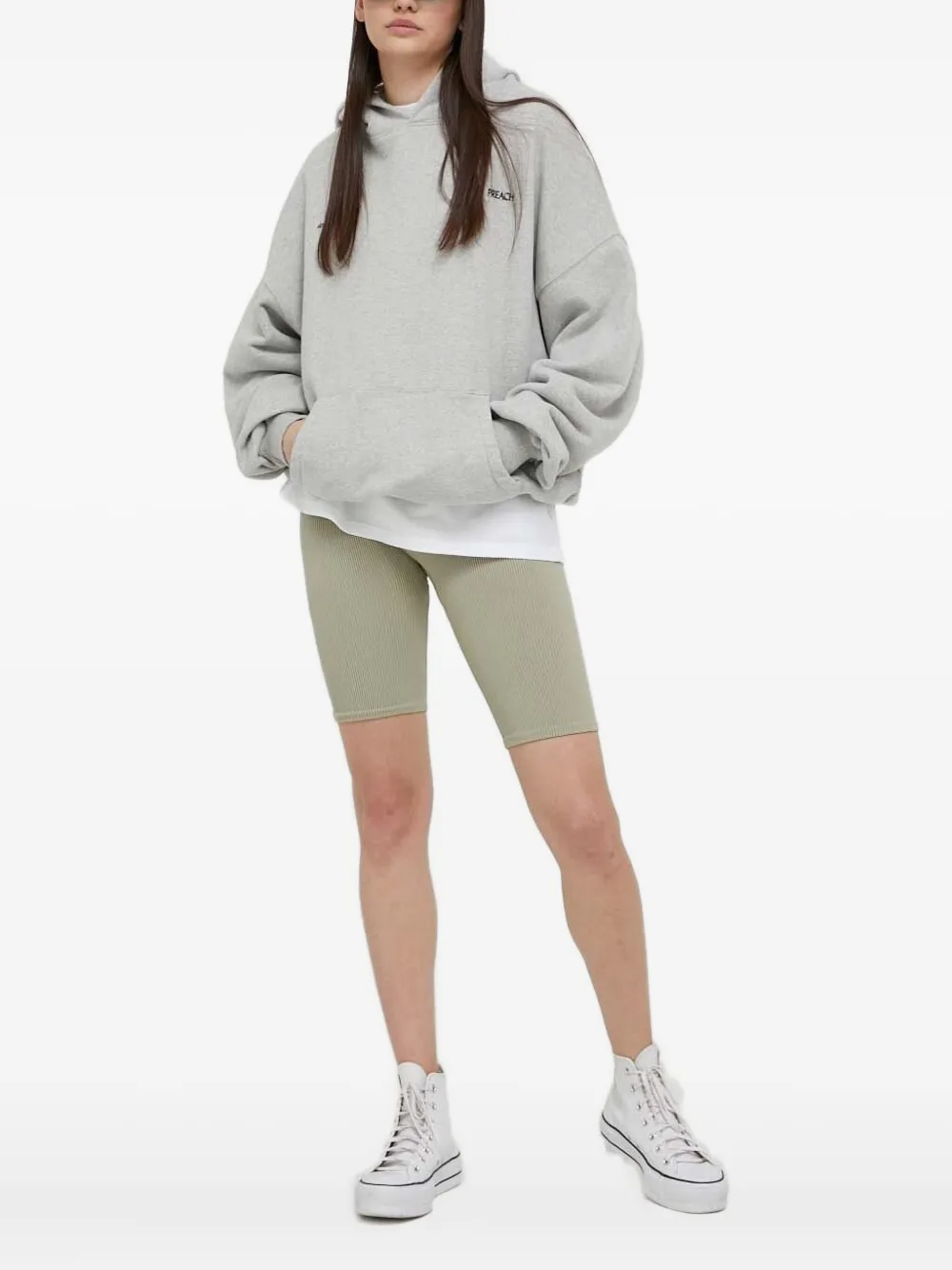 Preach Embroidered-logo Cotton Hoodie In Gray