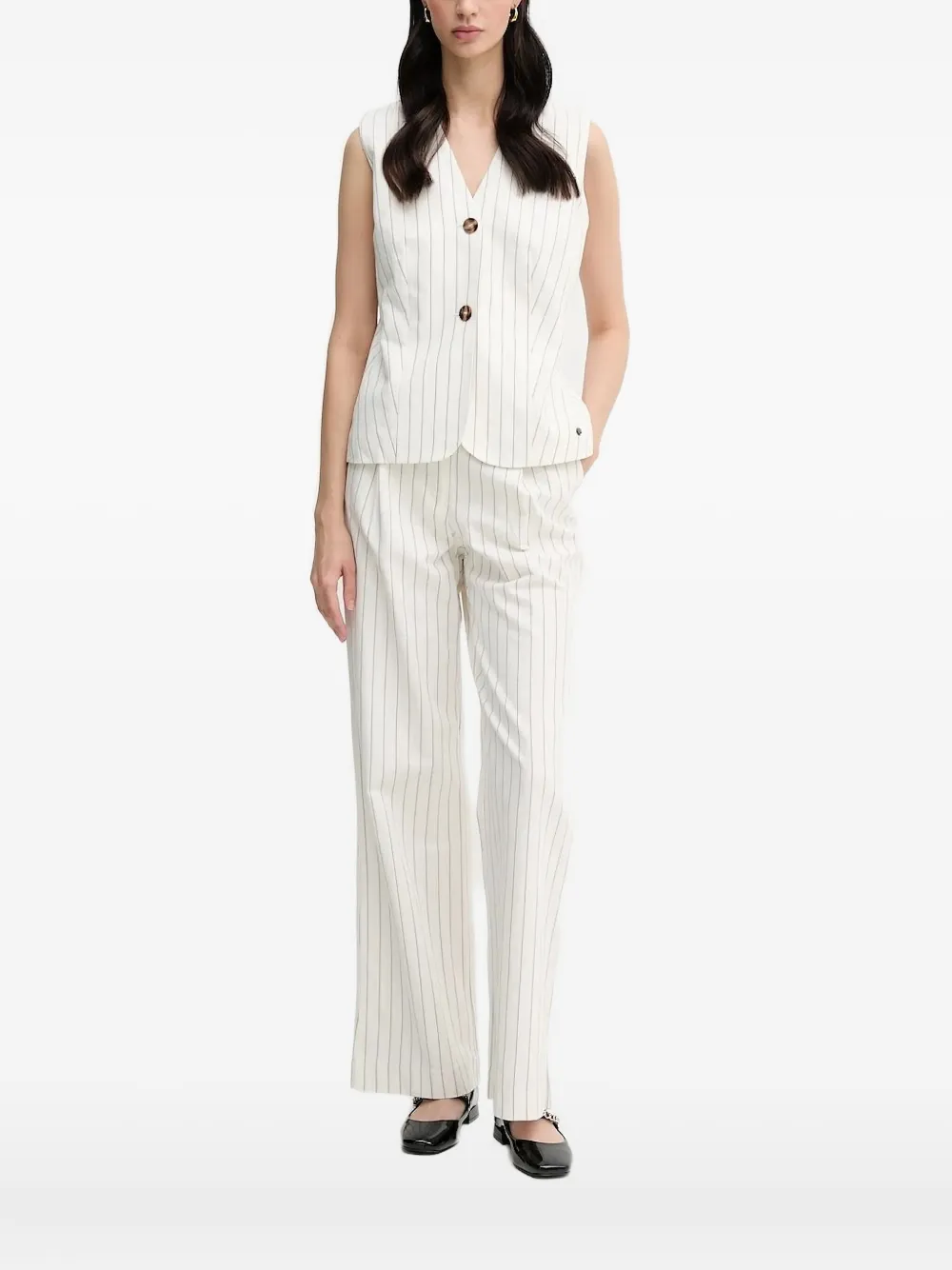 Pedro Del Hierro Pinstripe-sleeveless Waistcoat In White
