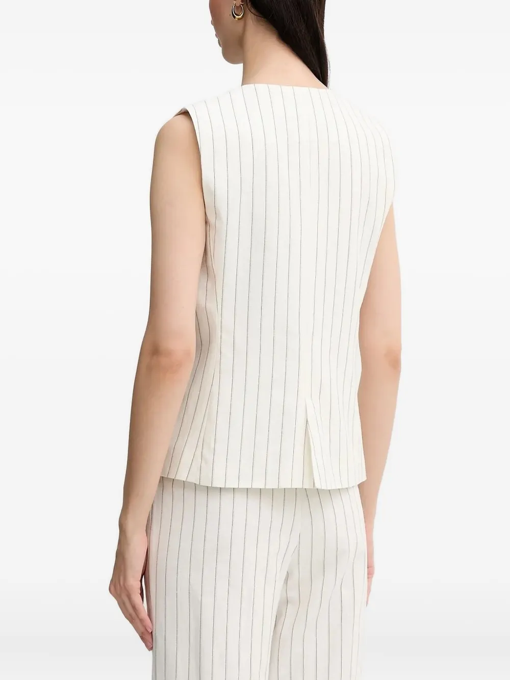 Pedro Del Hierro Pinstripe-sleeveless Waistcoat In White