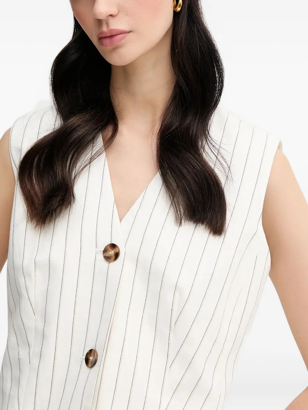 Pedro Del Hierro Pinstripe-sleeveless Waistcoat In White
