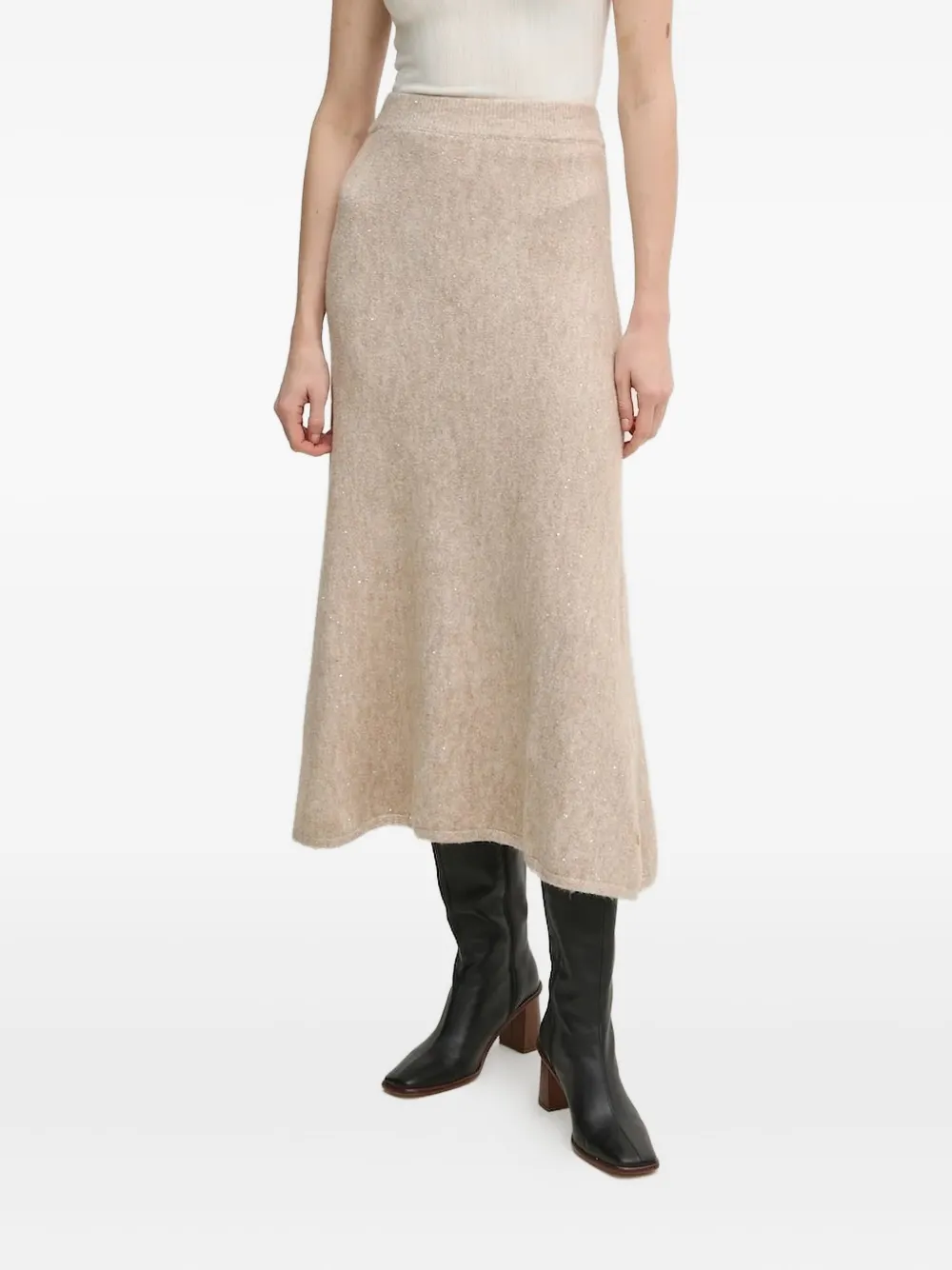 Pedro Del Hierro Sequin-detail Knit Midi Skirt In Neutral