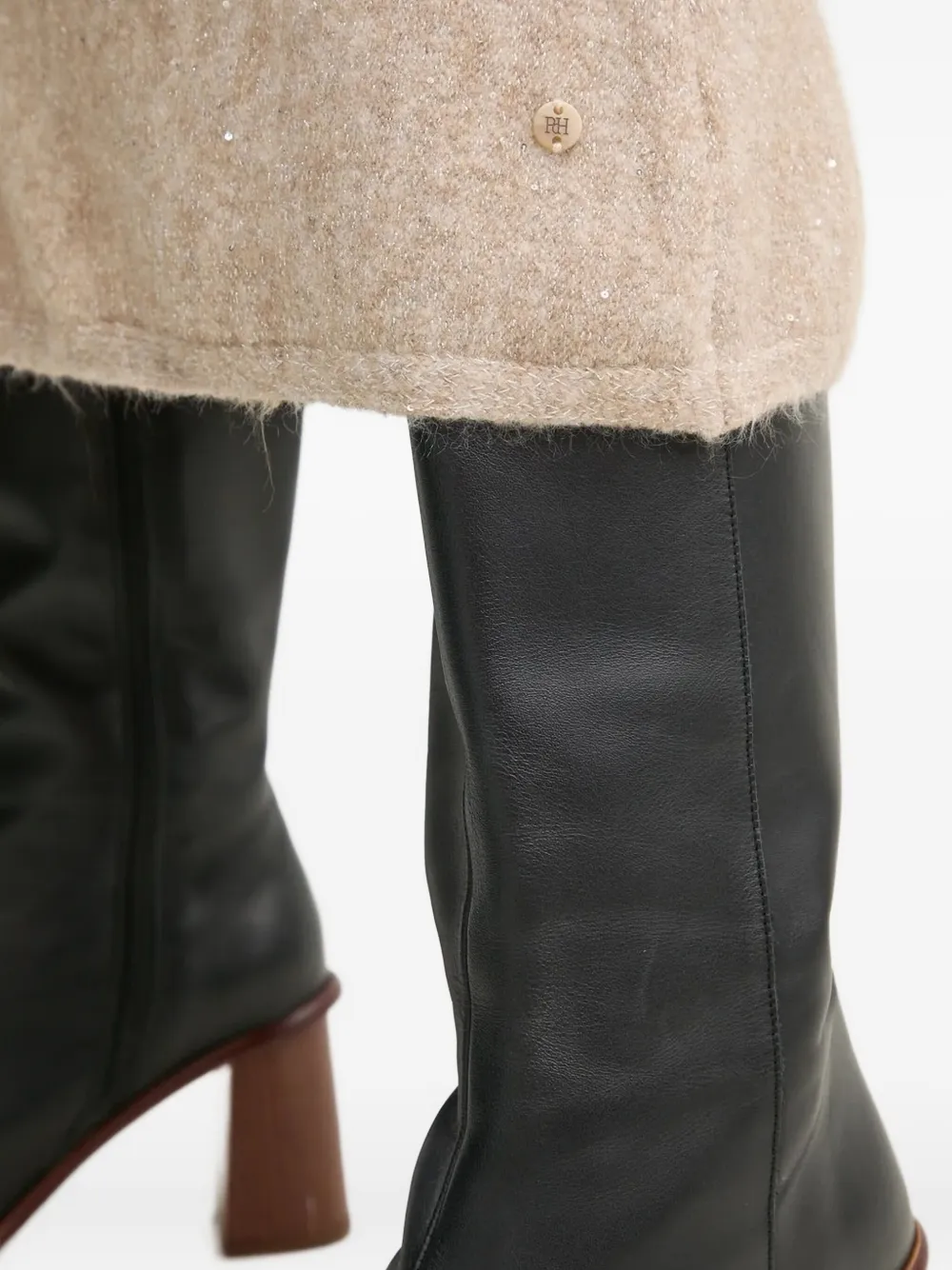 Pedro Del Hierro Gebreide midi-rok met pailletten Beige