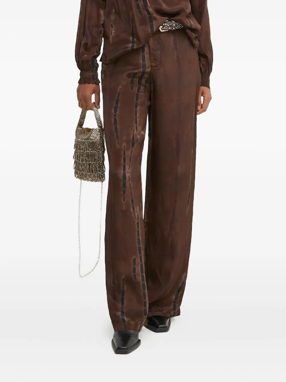 Pedro Del Hierro Tie-dye Wide-leg Trousers In Brown