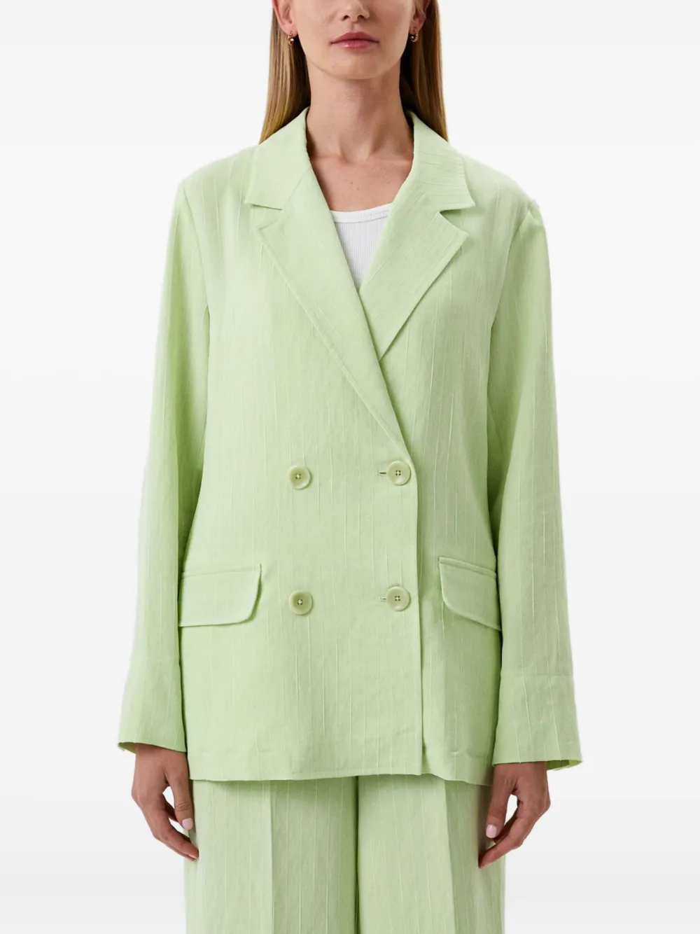 Pennyblack ストライプ ダブルジャケット - グリーン
