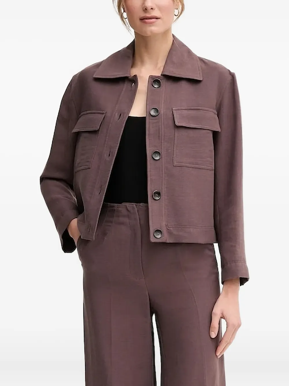 Pedro Del Hierro Button-fastening Flap-pocket Jacket In Brown