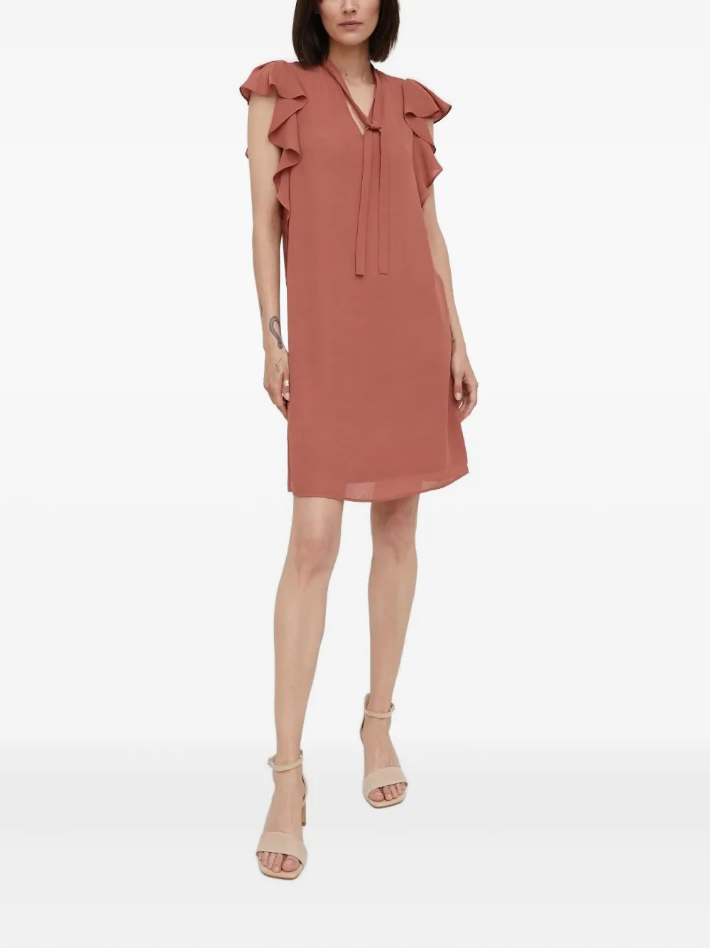 Pennyblack ruffled-sleeve mini dress | Brown | Image 1
