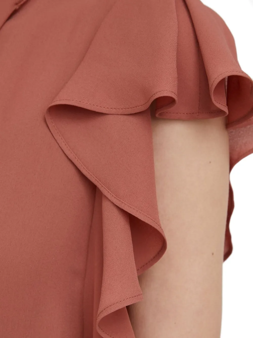Pennyblack Ruffled-sleeve Mini Dress In Brown