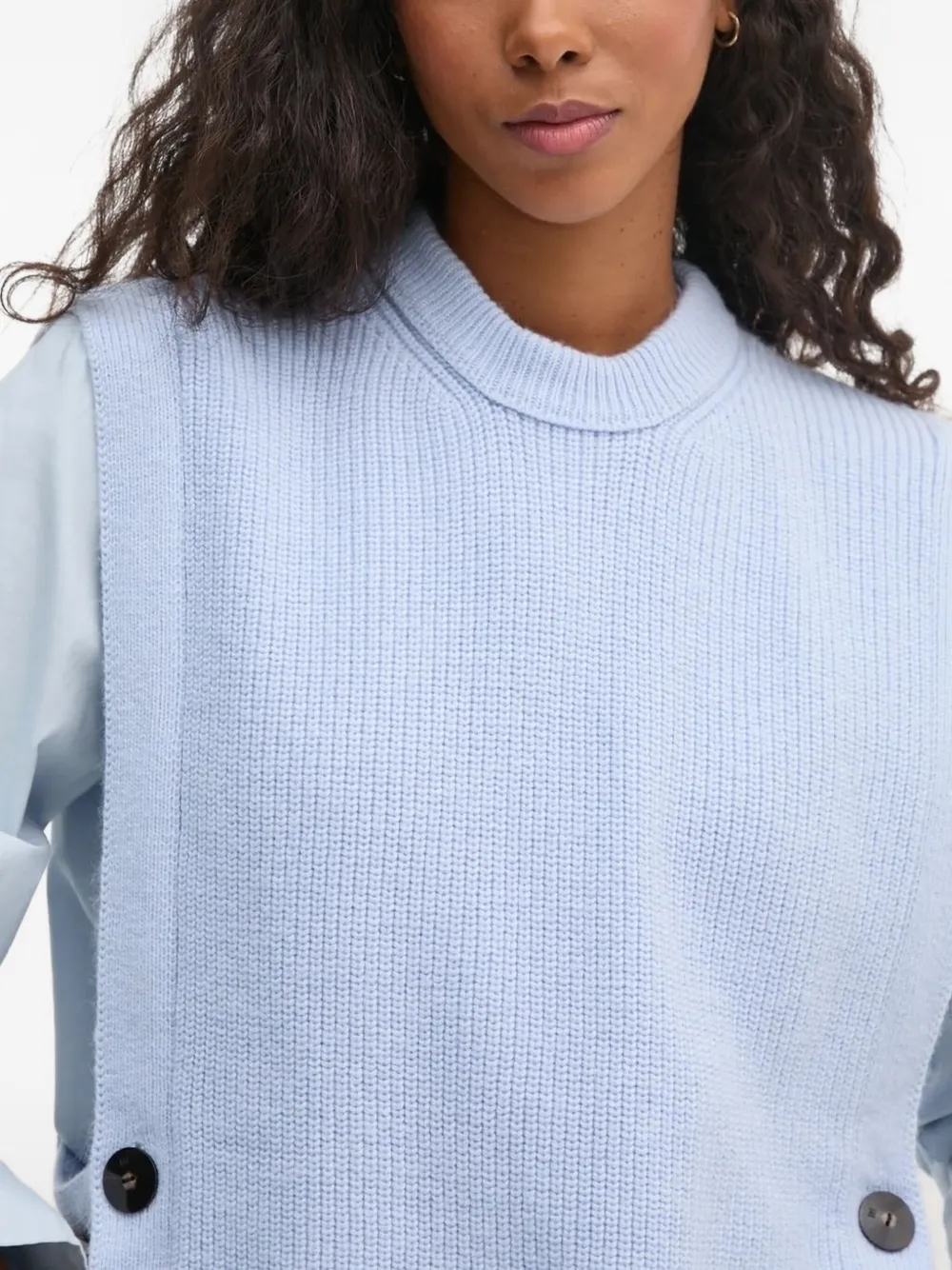 Pedro Del Hierro Turtleneck Buttoned Vest In Blue