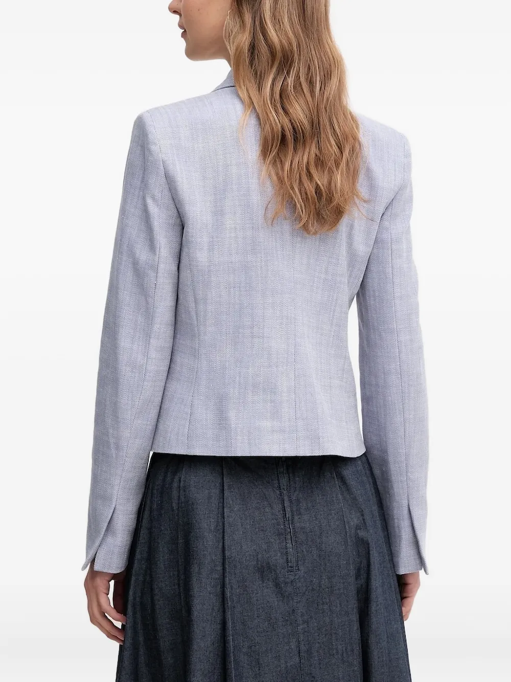 Pedro Del Hierro Double-breasted Linen Blazer In Blue