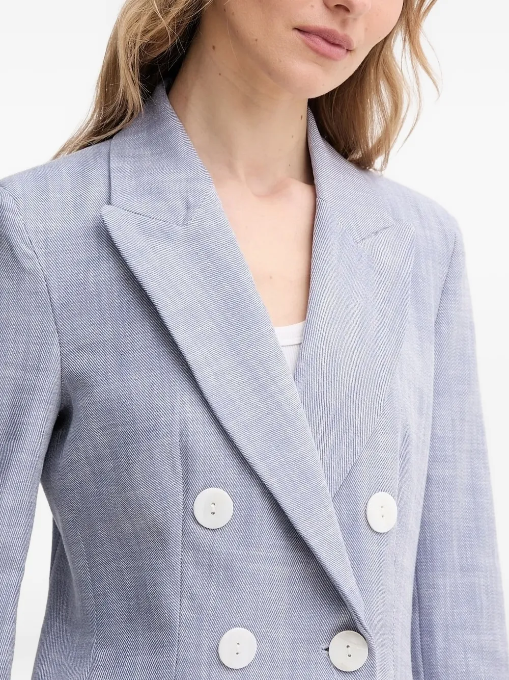 Pedro Del Hierro Double-breasted Linen Blazer In Blue