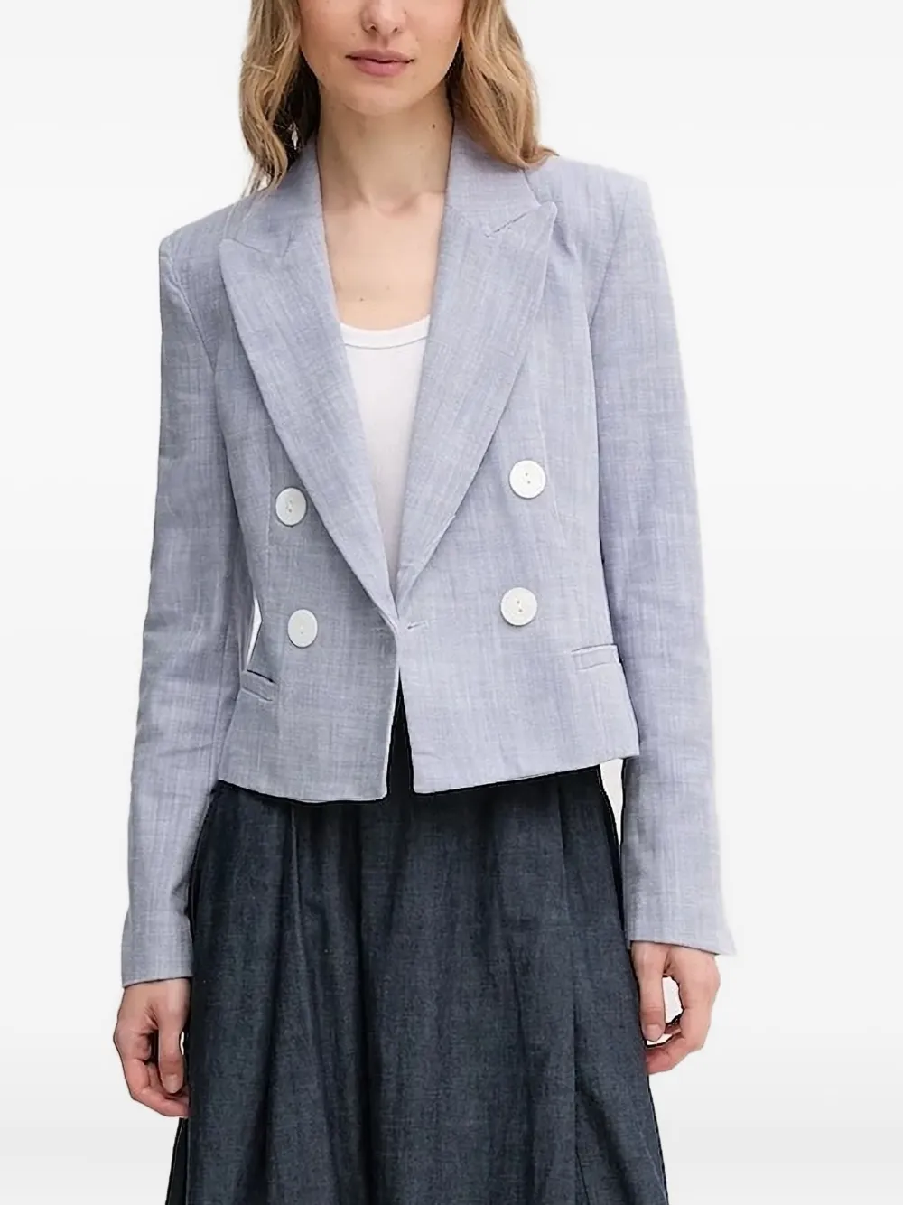 Pedro Del Hierro Double-breasted Linen Blazer In Blue