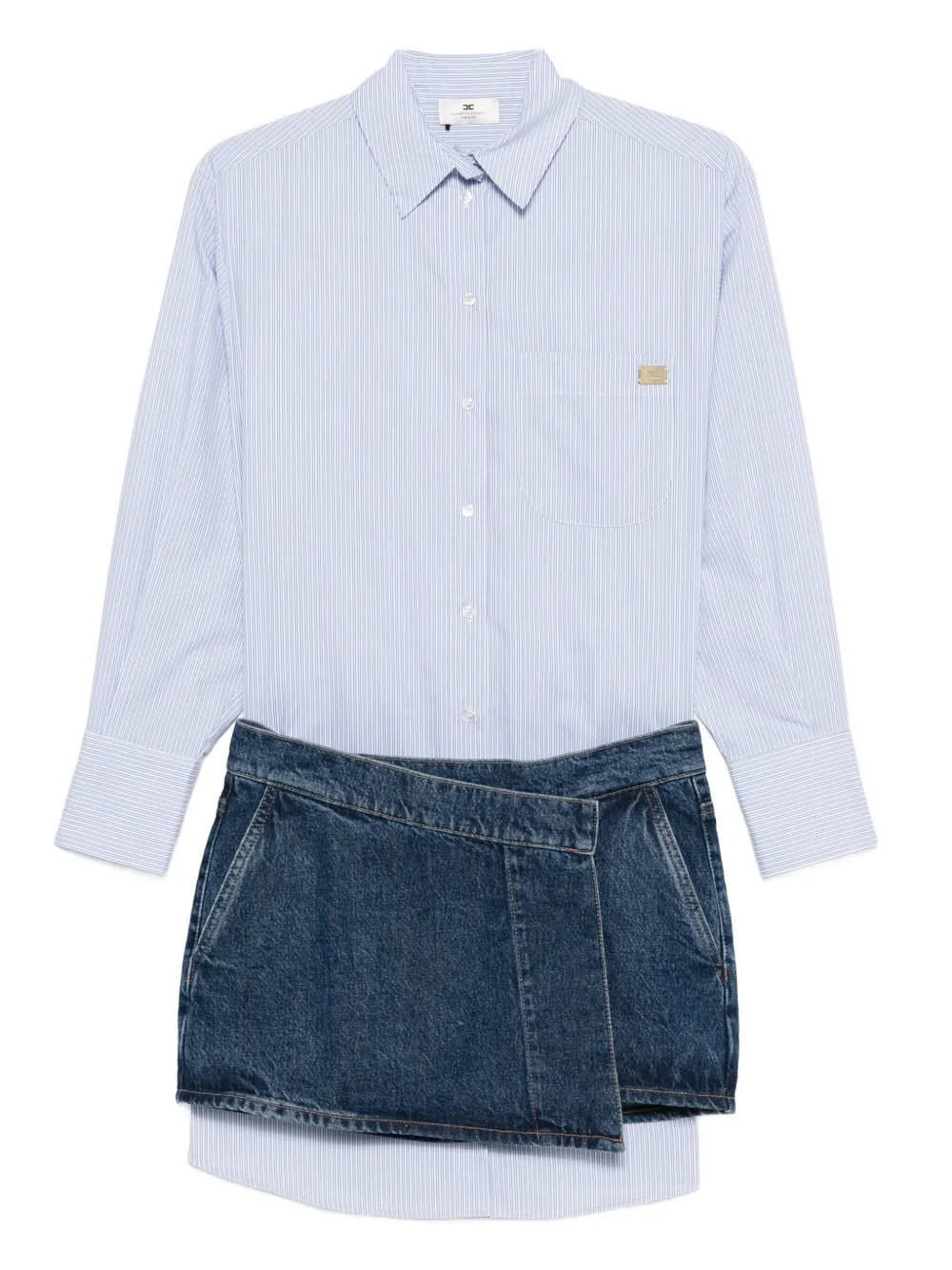 Elisabetta Franchi Denim mini-jurk van katoenblend Blauw