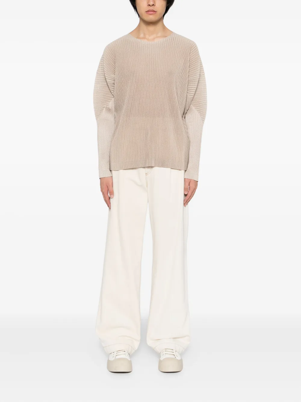 Homme Plissé Issey Miyake T-shirt met mesh - Beige