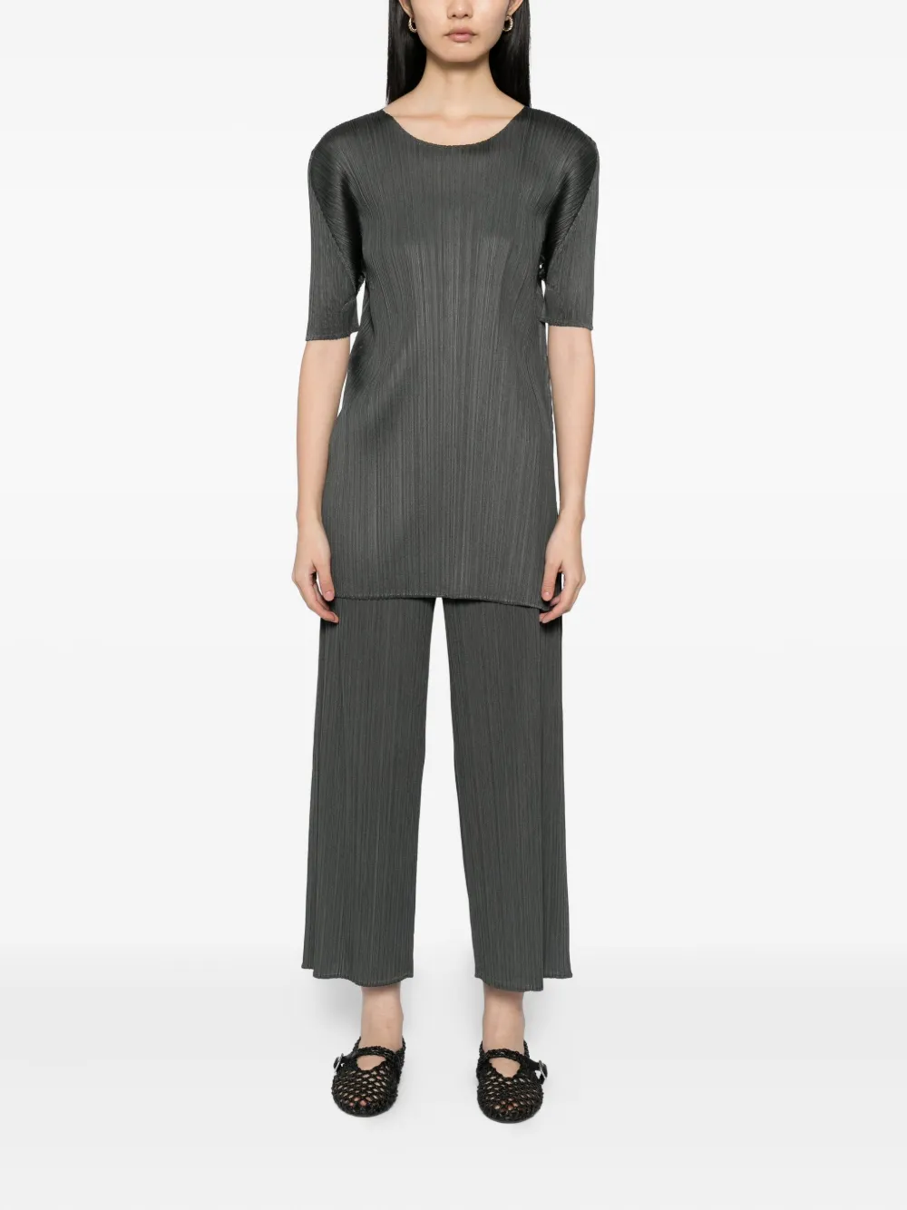 Pleats Please Issey Miyake MC June pleated trousers Groen