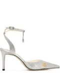 JW Pei 85mm Haidi crystal-embellished heeled pumps - Silver