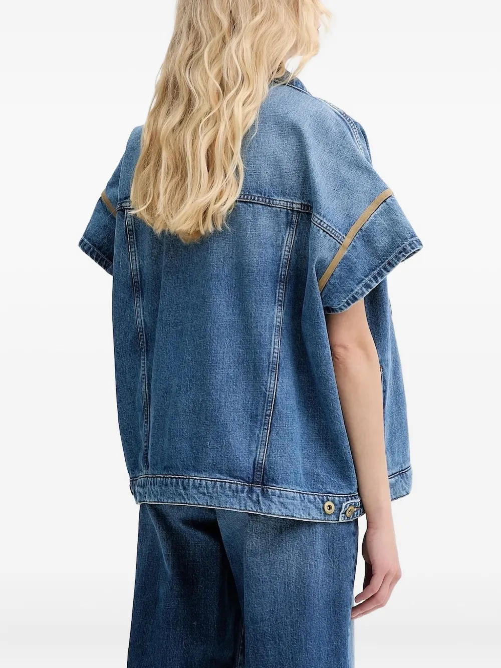 Sessùn Spijkerjack met korte mouwen Blauw