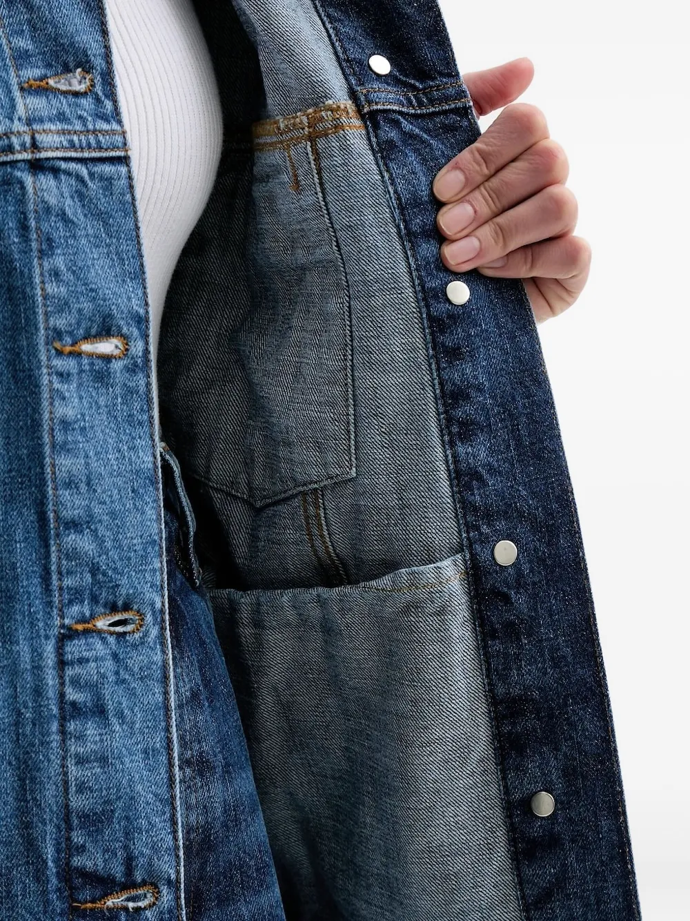 Sessùn Spijkerjack met korte mouwen Blauw