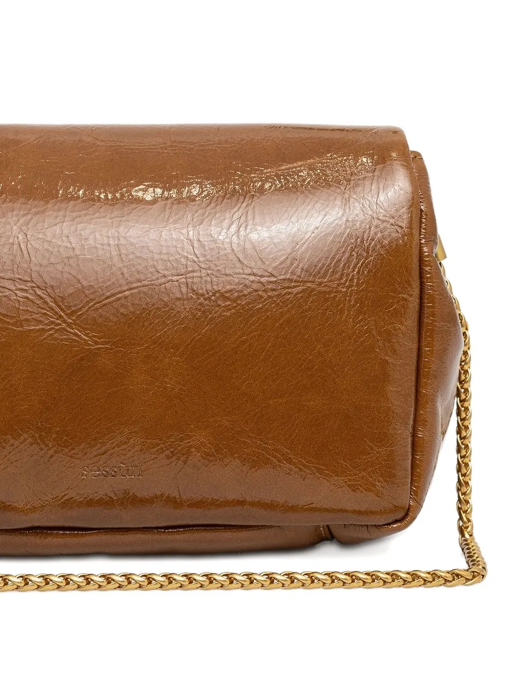 Sessun Flap-front Chain-strap Crossbody Bag In Brown