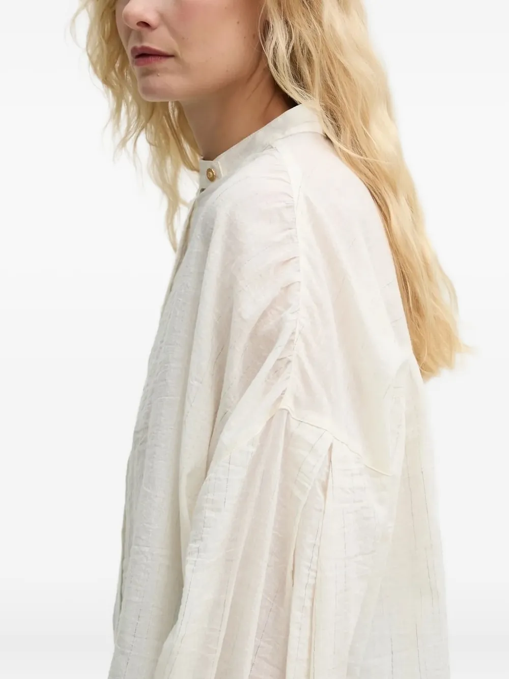 Sessun Textured Gold-button Blouse In Blue