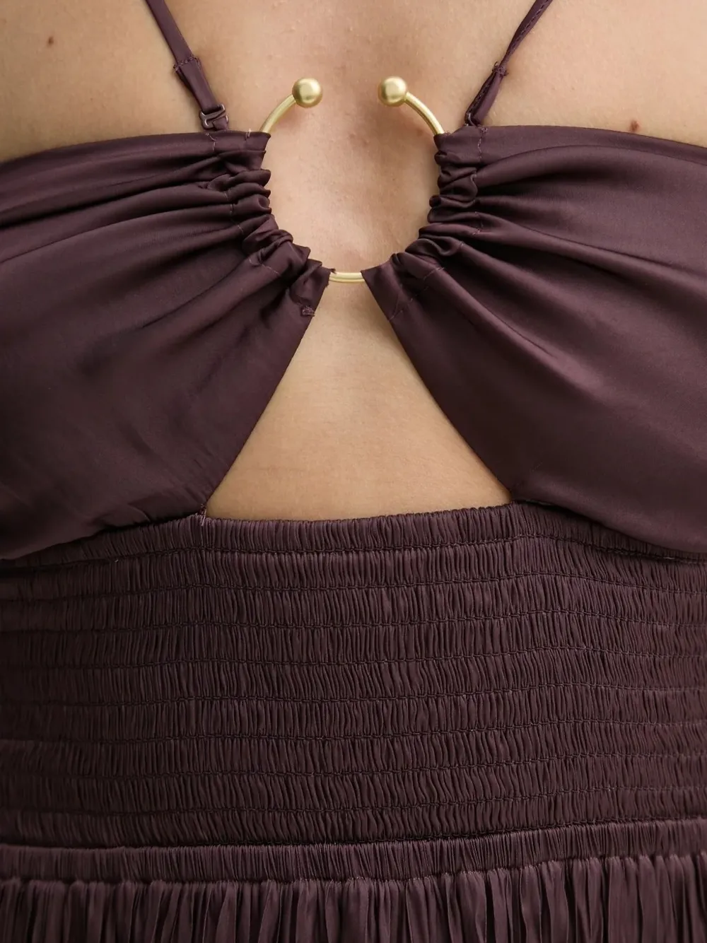 Sessùn Geplooide maxi-jurk met ringdetail Bruin