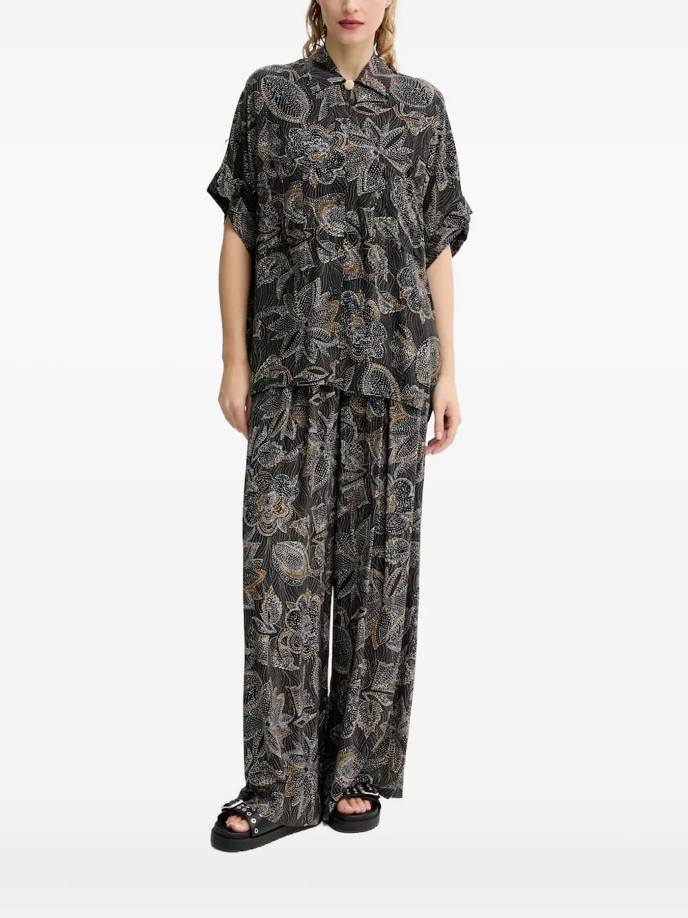 Sessun Embroidered Print Shirt In Black