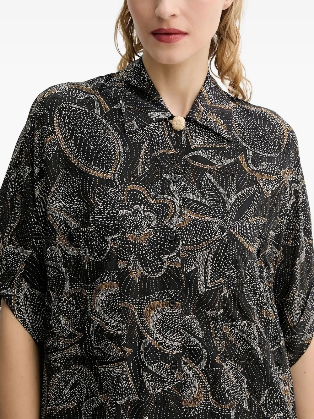  Sessùn Embroidered Print Shirt - Black 