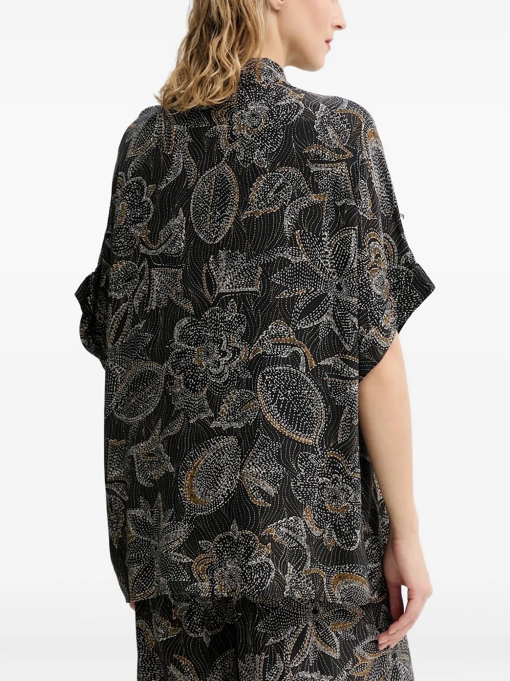 Sessùn embroidered print shirt - Zwart