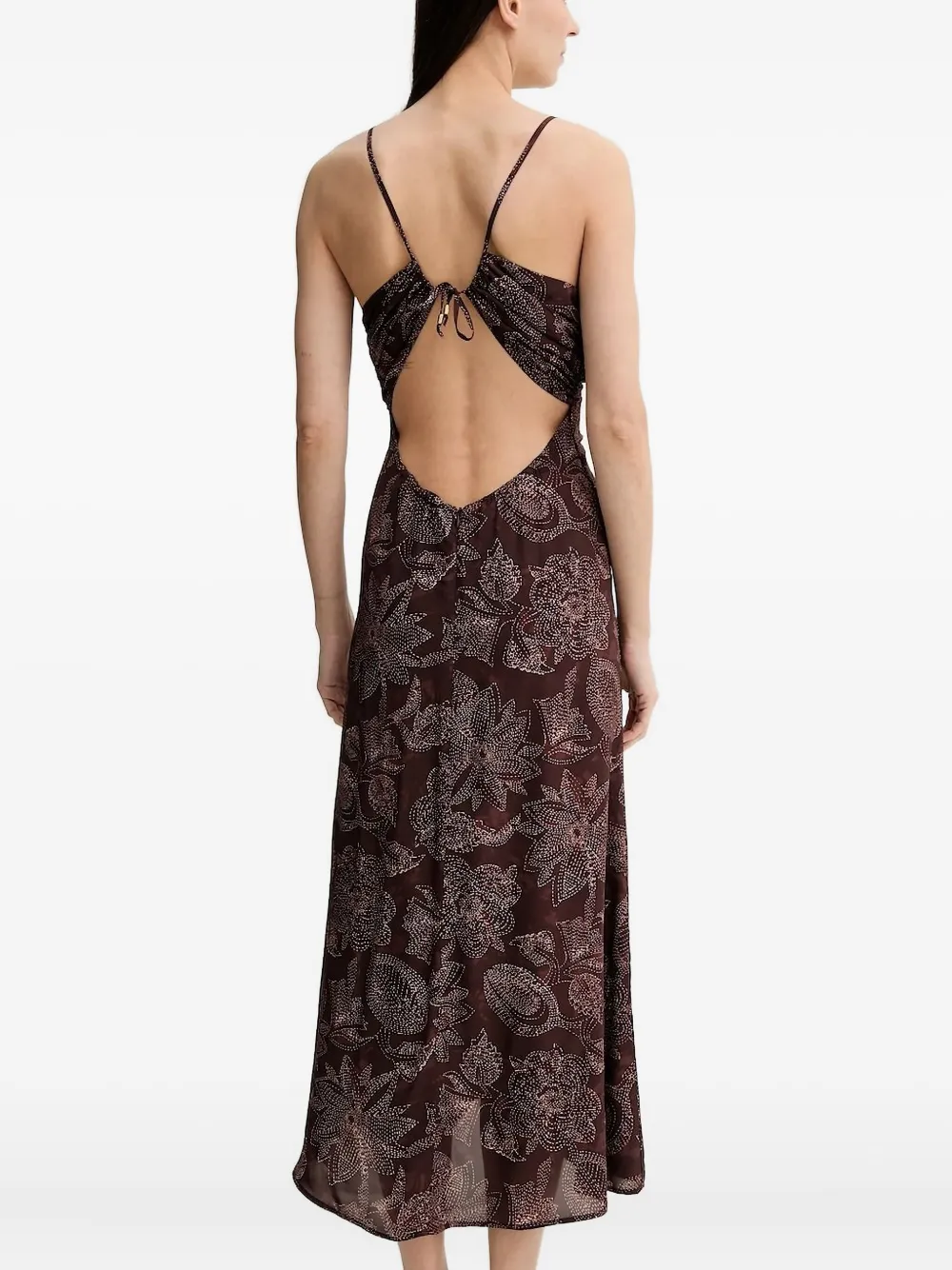 Sessùn Midi-jurk met bloemenprint - Bruin