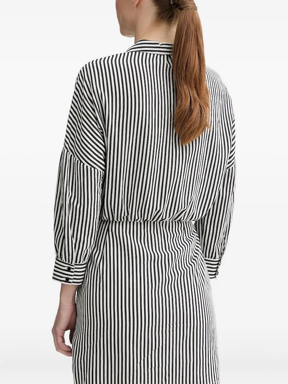 Sessùn Laurel gestreepte mini-blousejurk met gestrikte hals - Wit