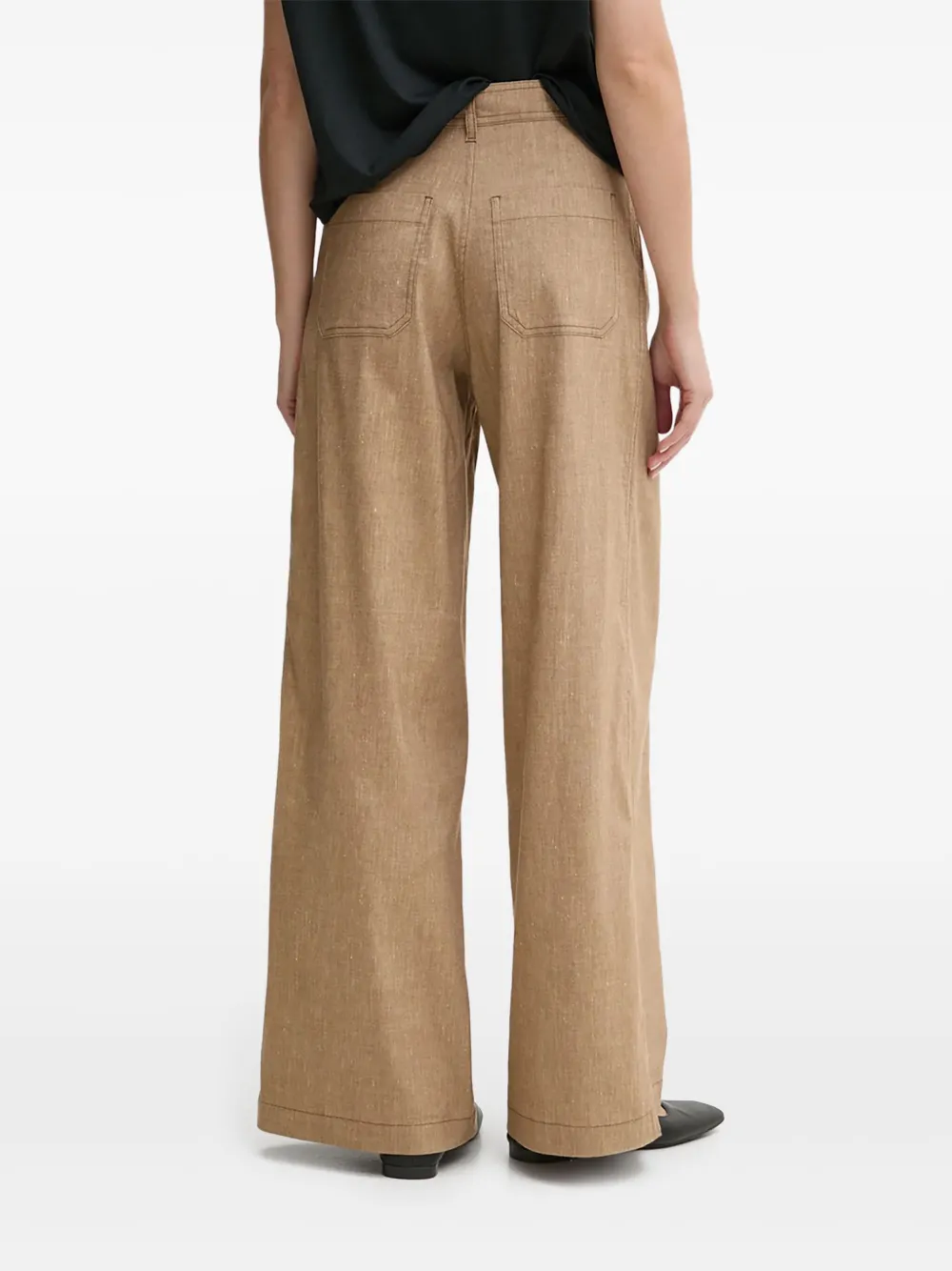 Sessùn Broek met wijde pijpen en gouden knoop - Bruin
