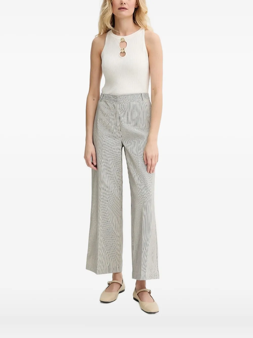 Sessùn ribbed button top | White | Image 1