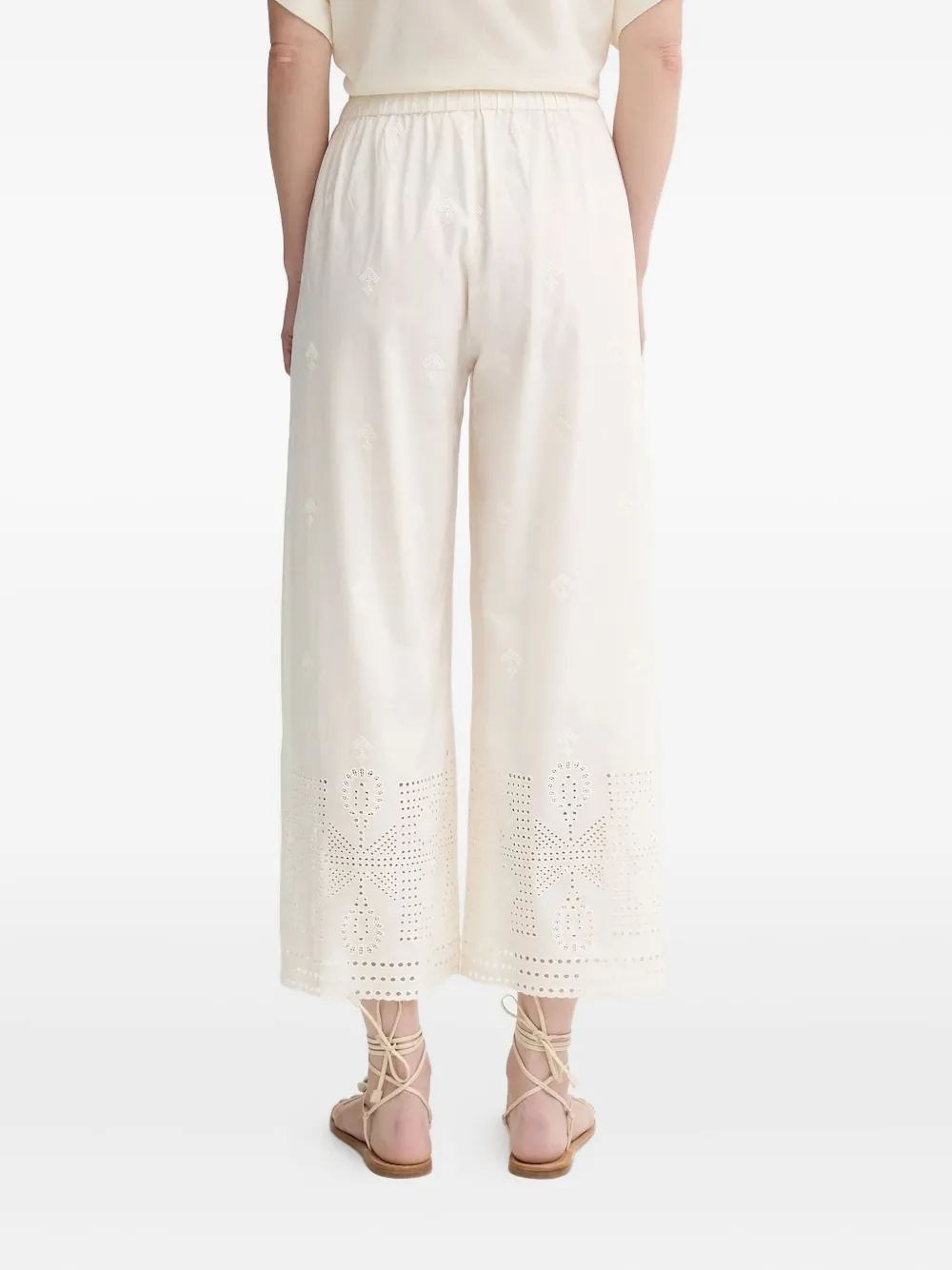 Sessùn Broek met borduurwerk en ringlets - Beige