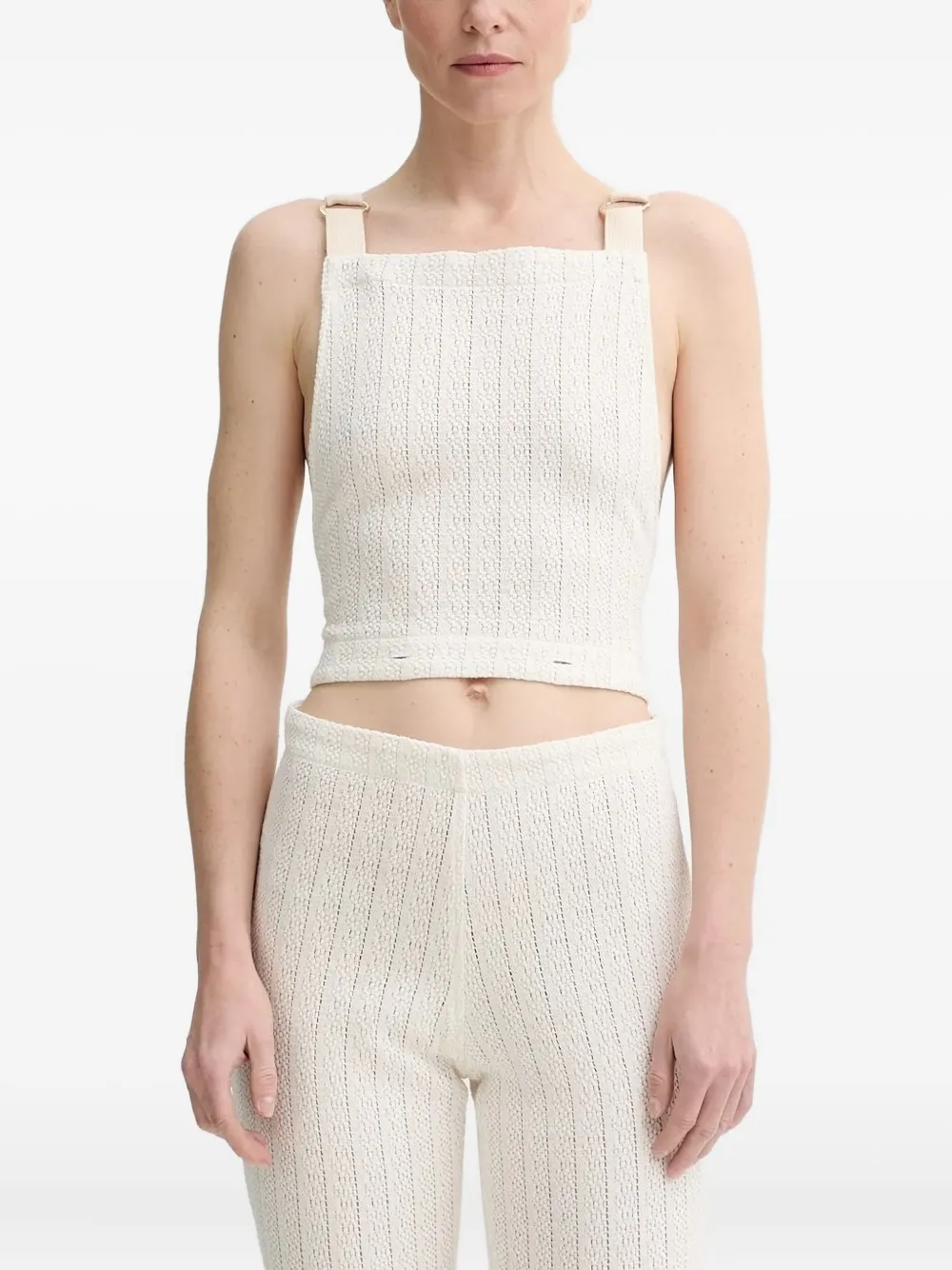 Sessùn cable-knit strap jumpsuit - ニュートラル Sessùn cable-knit strap jumpsuit - ニュートラル