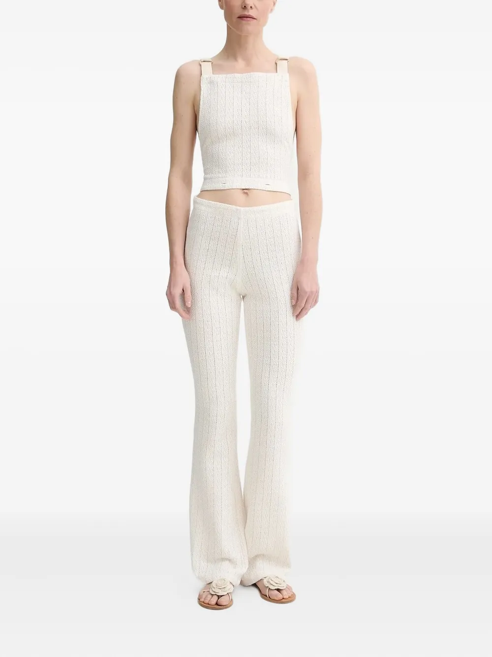 Sessùn Jumpsuit met kabelgebreide band - Beige