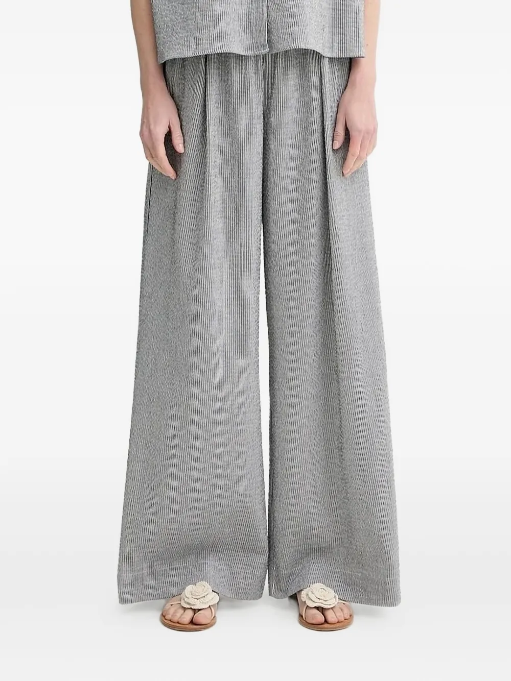 Sessun Pinstripe Elasticated-waist Palazzo Pants In Gray