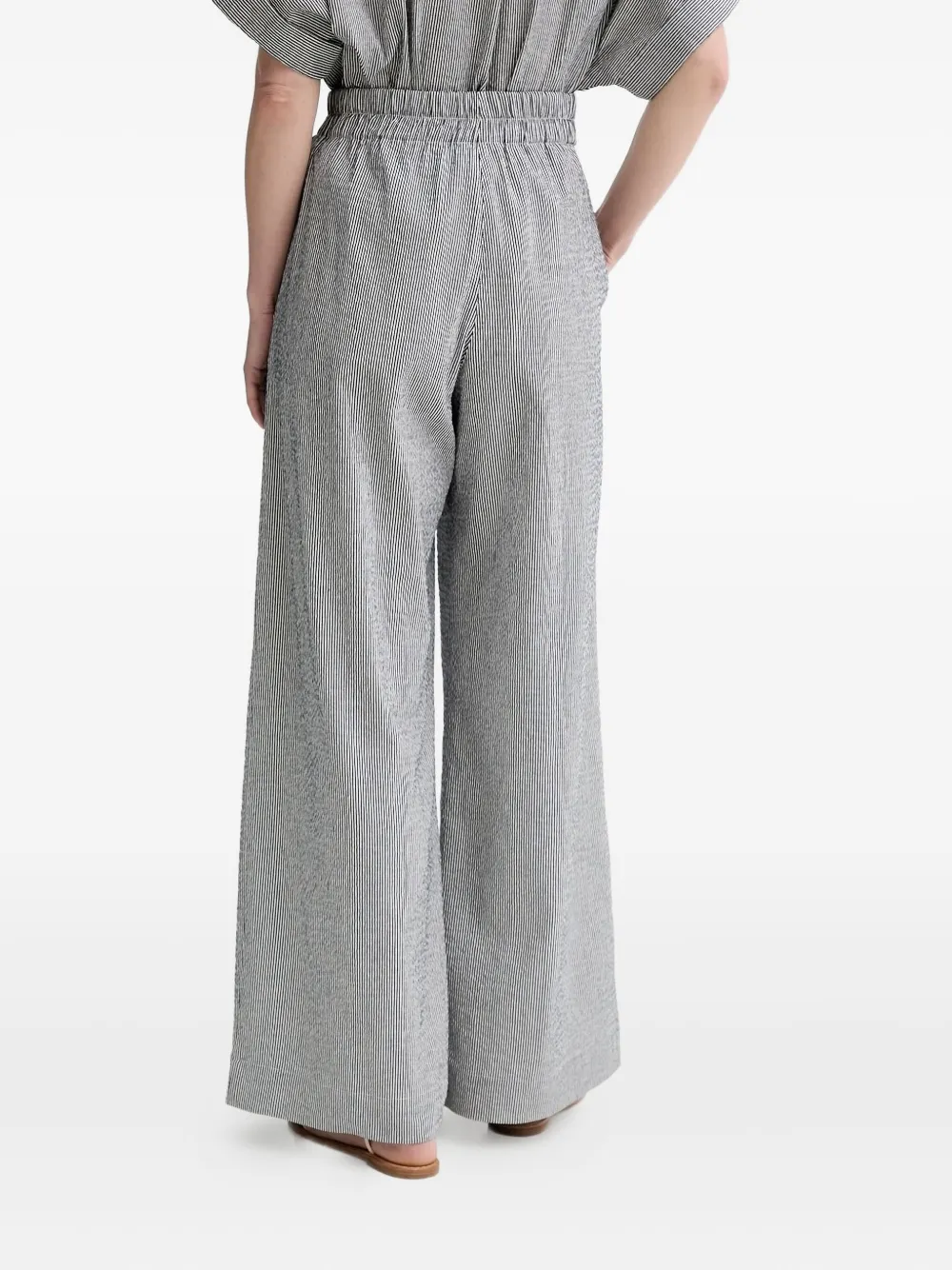 Sessùn Palazzo broek met elastische taille en krijtstreep - Grijs