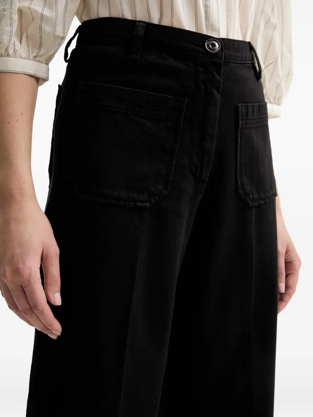 Sessun Aldricks Pocket-detail Wide-leg Jeans In Black