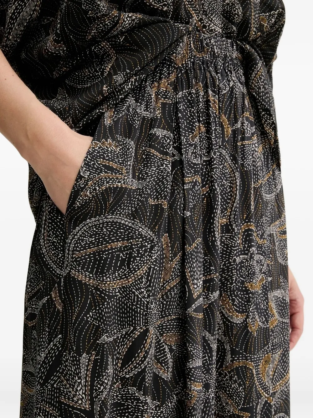 Sessùn Broek met bloemenprint Zwart