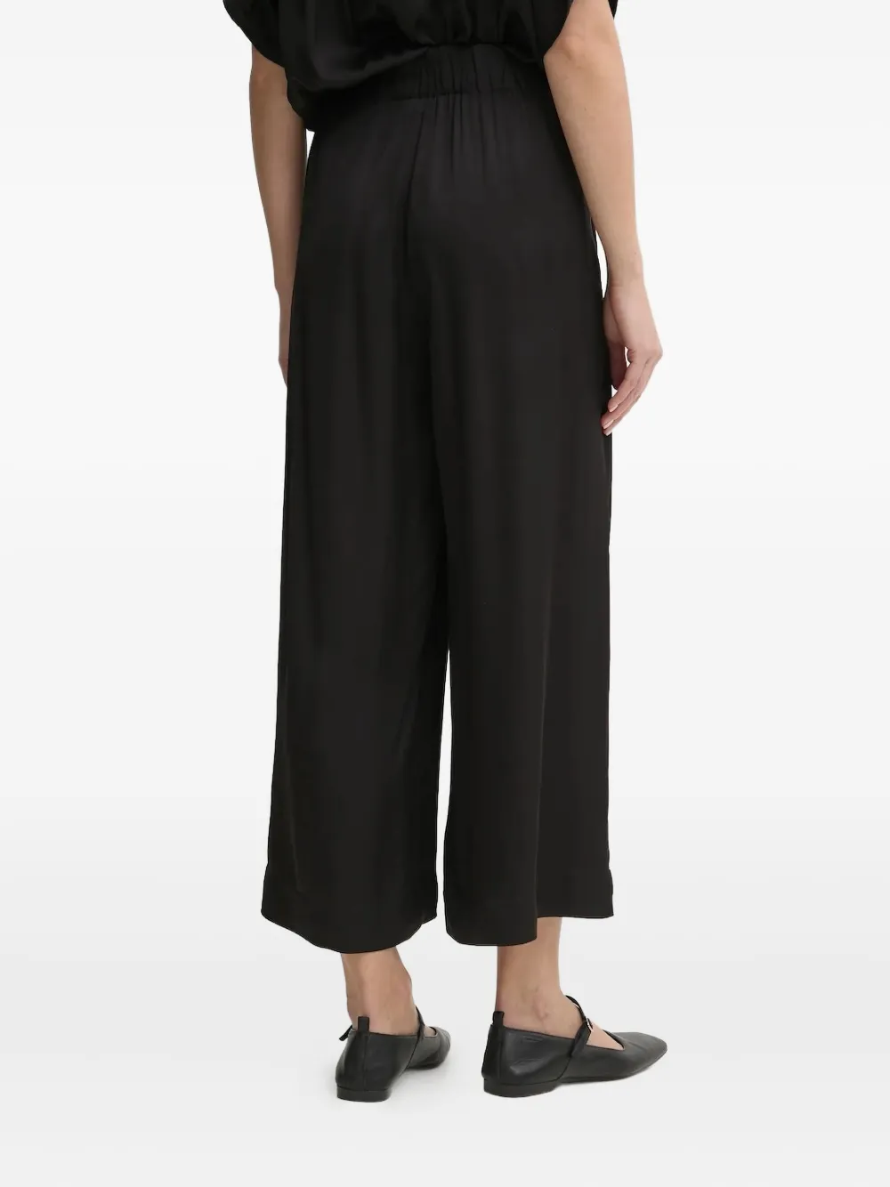 Sessùn Broek met elastische taille en wijde pijpen - Zwart