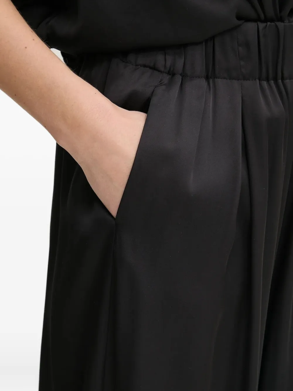 Sessùn Broek met elastische taille en wijde pijpen Zwart