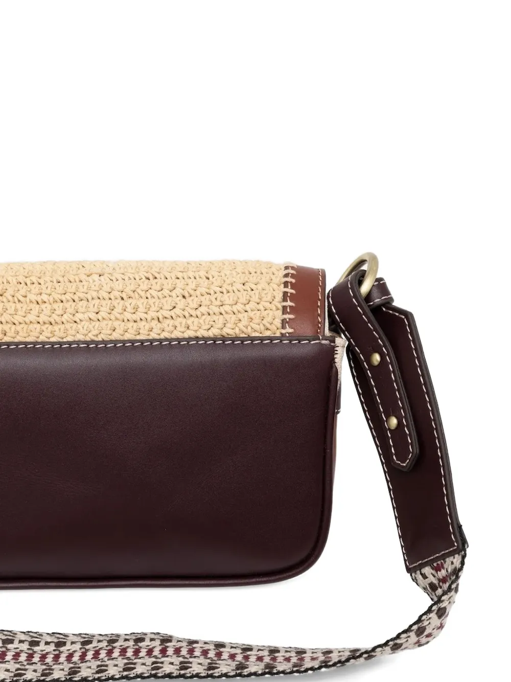 Sessun Straw-detail Leather Satchel In Neutral