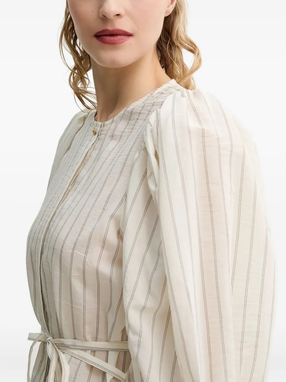  Sessùn Puff-sleeve Striped Blouse - Neutrals 