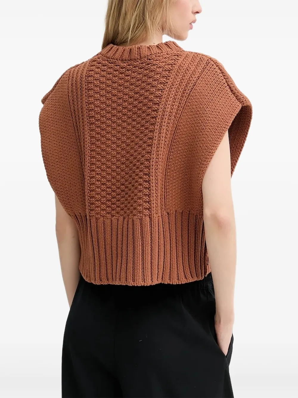 Sessun Textured Knitted Top In Brown