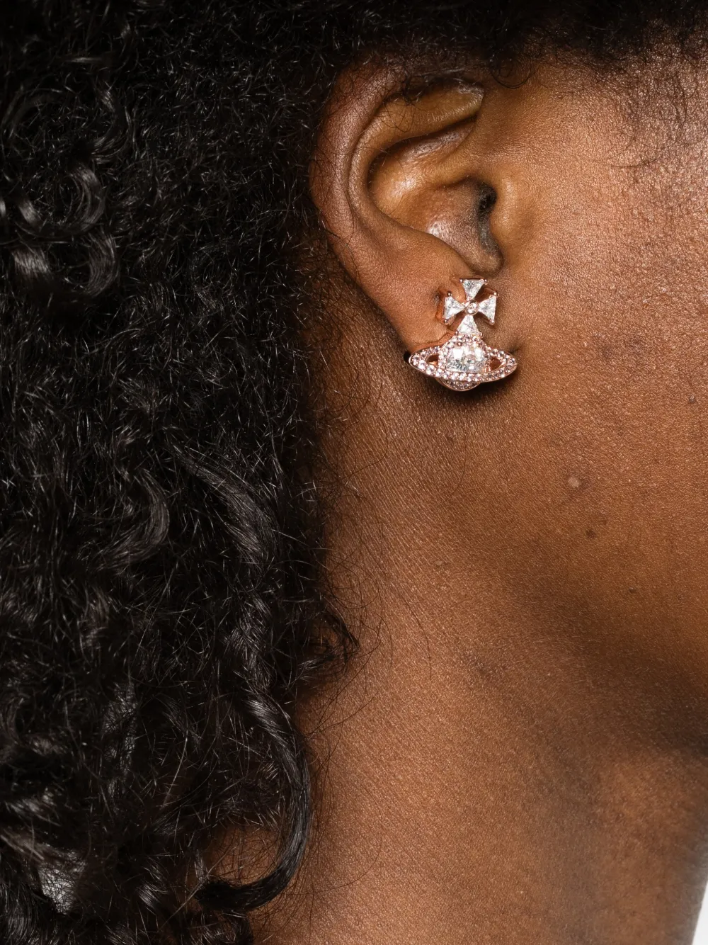 Vivienne Westwood orb cross brass earrings - Roze